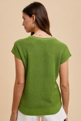 Annie Wear Women's Versatile Round Neck Short Sleeve Knit Sweater - Elegant & Comfortable Knitwear